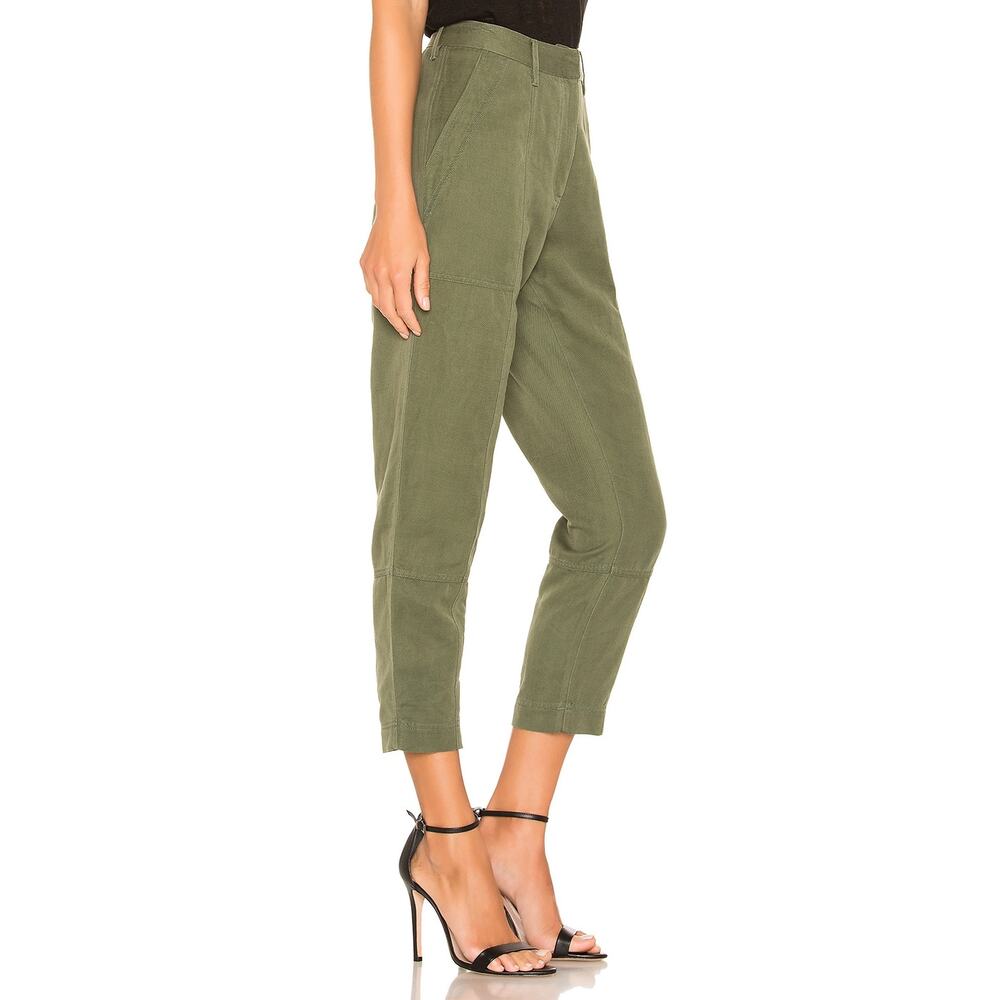 Apiece Apart Palma Chill Pant Bottle Green Linen High Rise‎ Straight Leg Sz 0 - Picture 5 of 15